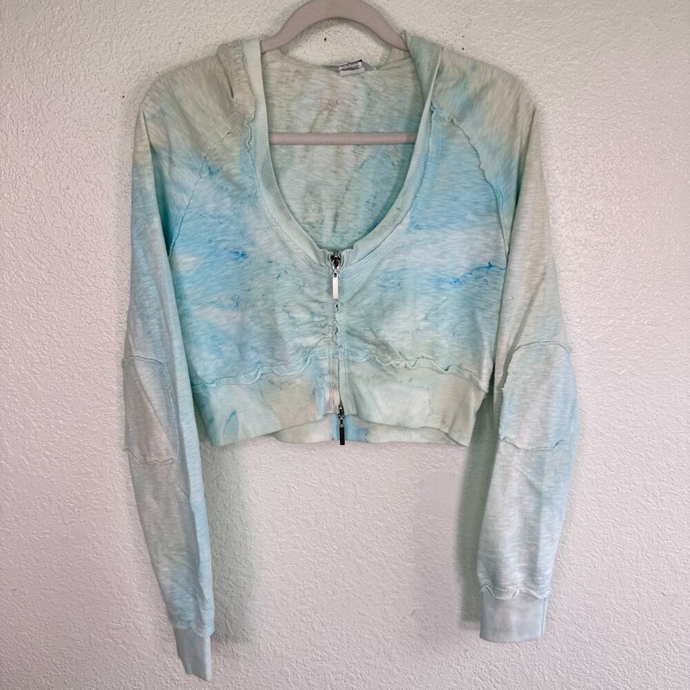 Hard Tail Forever Hoodie Jacket Womens Large Tie Dye Pastel Crop Zip Y2K Boho